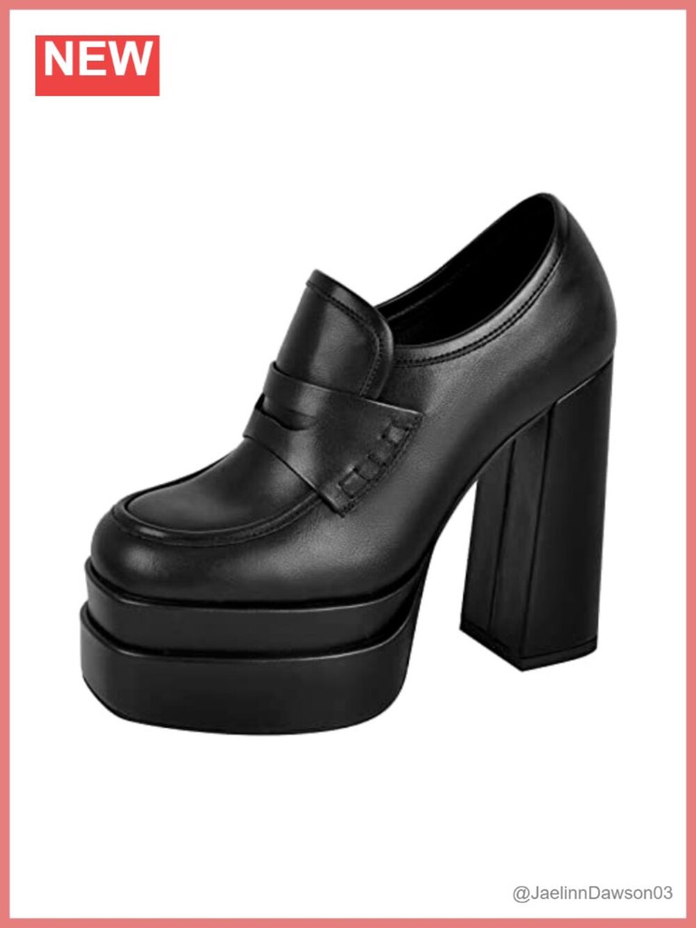 Chunky High Heel Loafers Platforms Slip On Leather 5.5in Heel